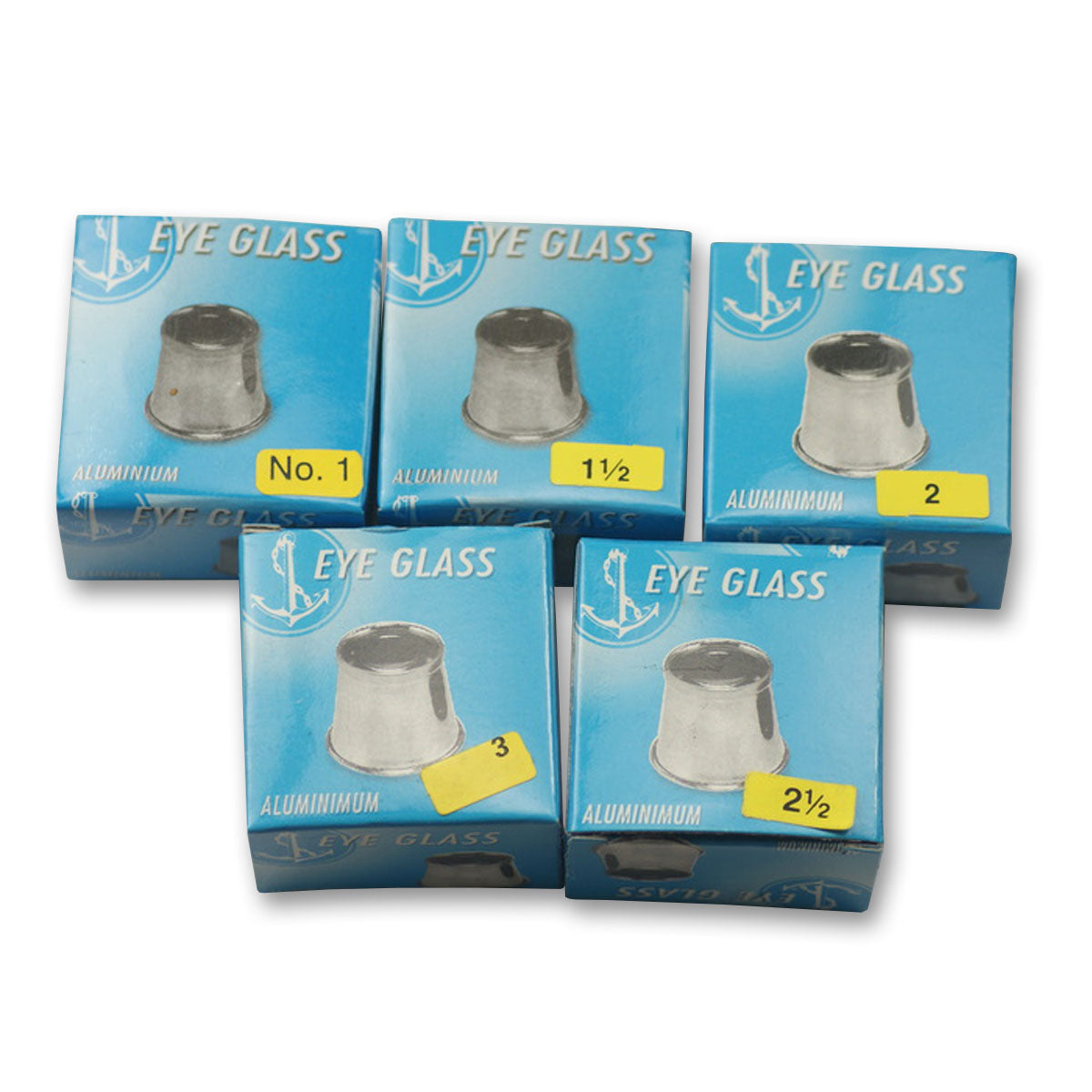 Aluminium Loupe eyeglass set of 5 different strengths watchmakers repairs tool